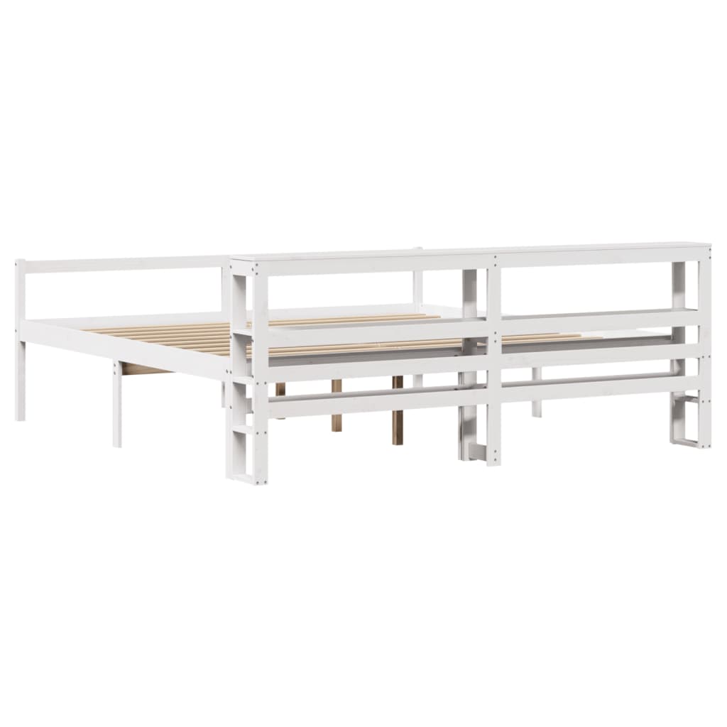 Seniorsäng med sänggavel vit 180x200 cm massivt furu