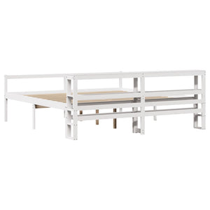 Seniorsäng med sänggavel vit 180x200 cm massivt furu