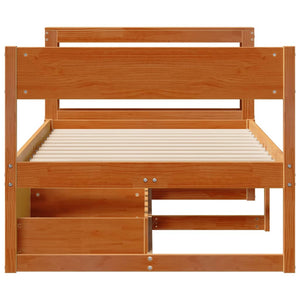 Sängram utan madrass vaxbrun 100x200 cm massiv furu