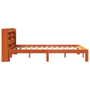 Sängram utan madrass vaxbrun 140x200 cm massiv furu