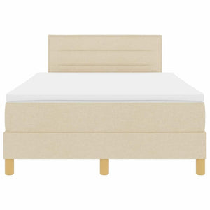 Bäddfjäder med madrass med huvudgavel Kräm 120 x 190 cm tyg