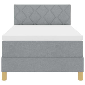 Bäddfjäder med madrass med huvudgavel Ljusgrå 90 x 190 cm tyg