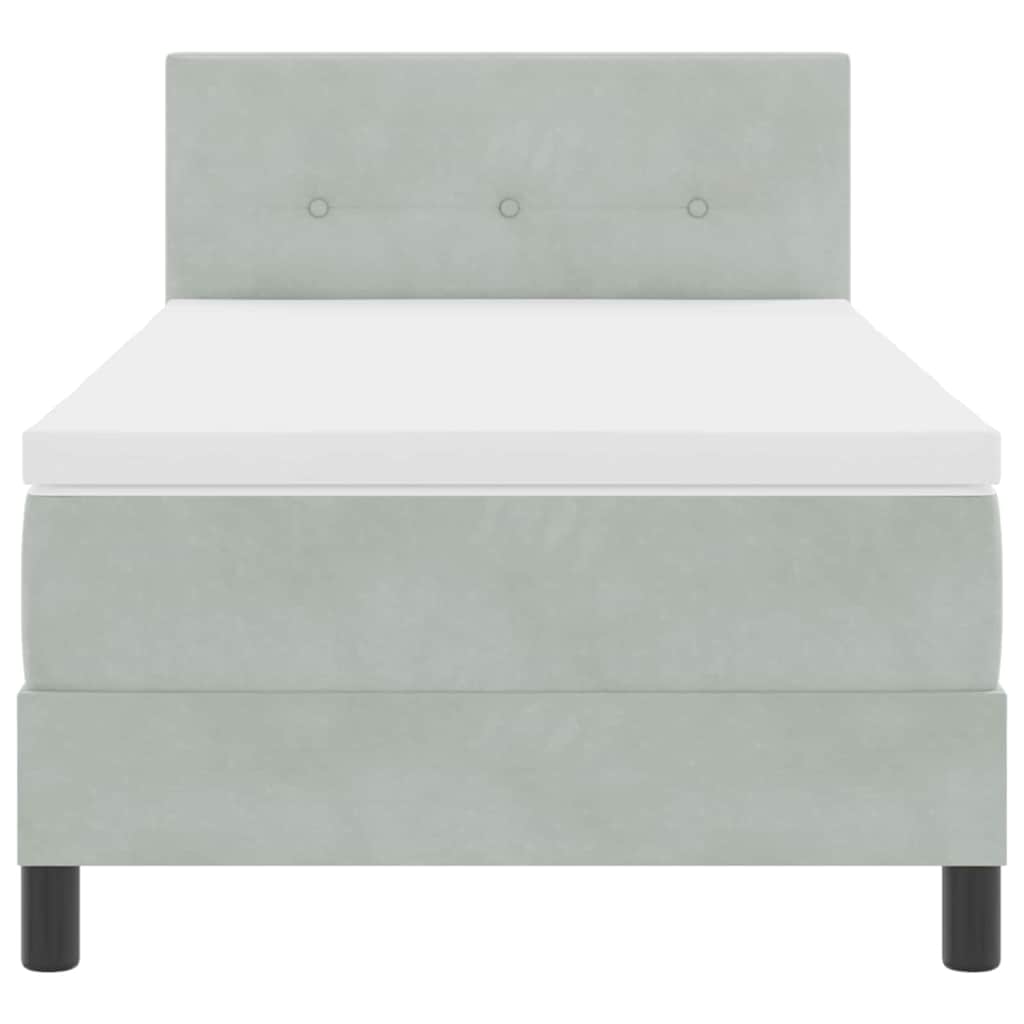 Bäddfjäder med madrass Ljusgrå 80 x 200 cm Sammet