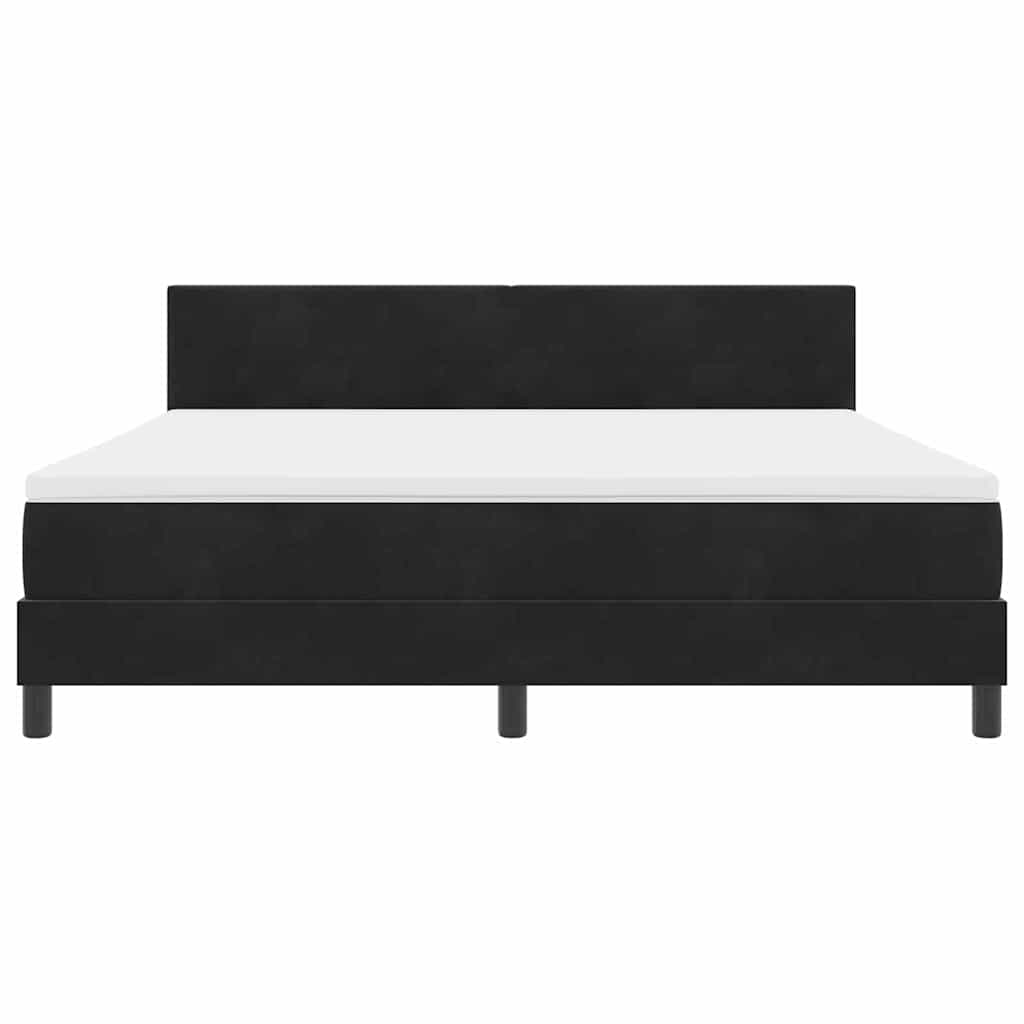 Bäddfjäder med madrass med huvudgavel Svart 180 x 200 cm Sammet