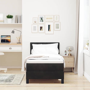 Bäddfjäder med madrass med huvudgavel Svart 80 x 200 cm Sammet