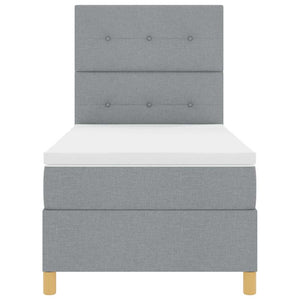 Bäddfjäder med madrass med huvudgavel Ljusgrå 80 x 200 cm tyg