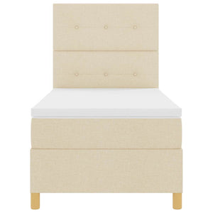 Bäddfjäder med madrass med huvudgavel Kräm 100 x 200 cm tyg