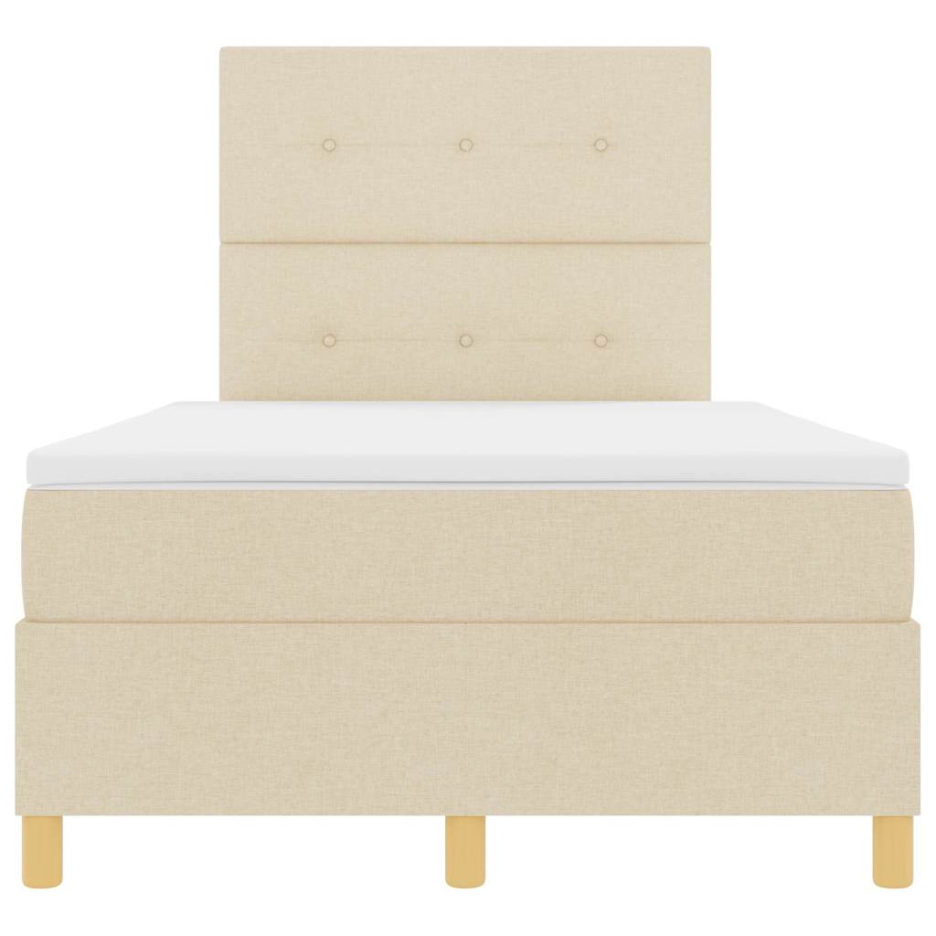 Bäddfjäder med madrass med huvudgavel Kräm 120 x 200 cm tyg