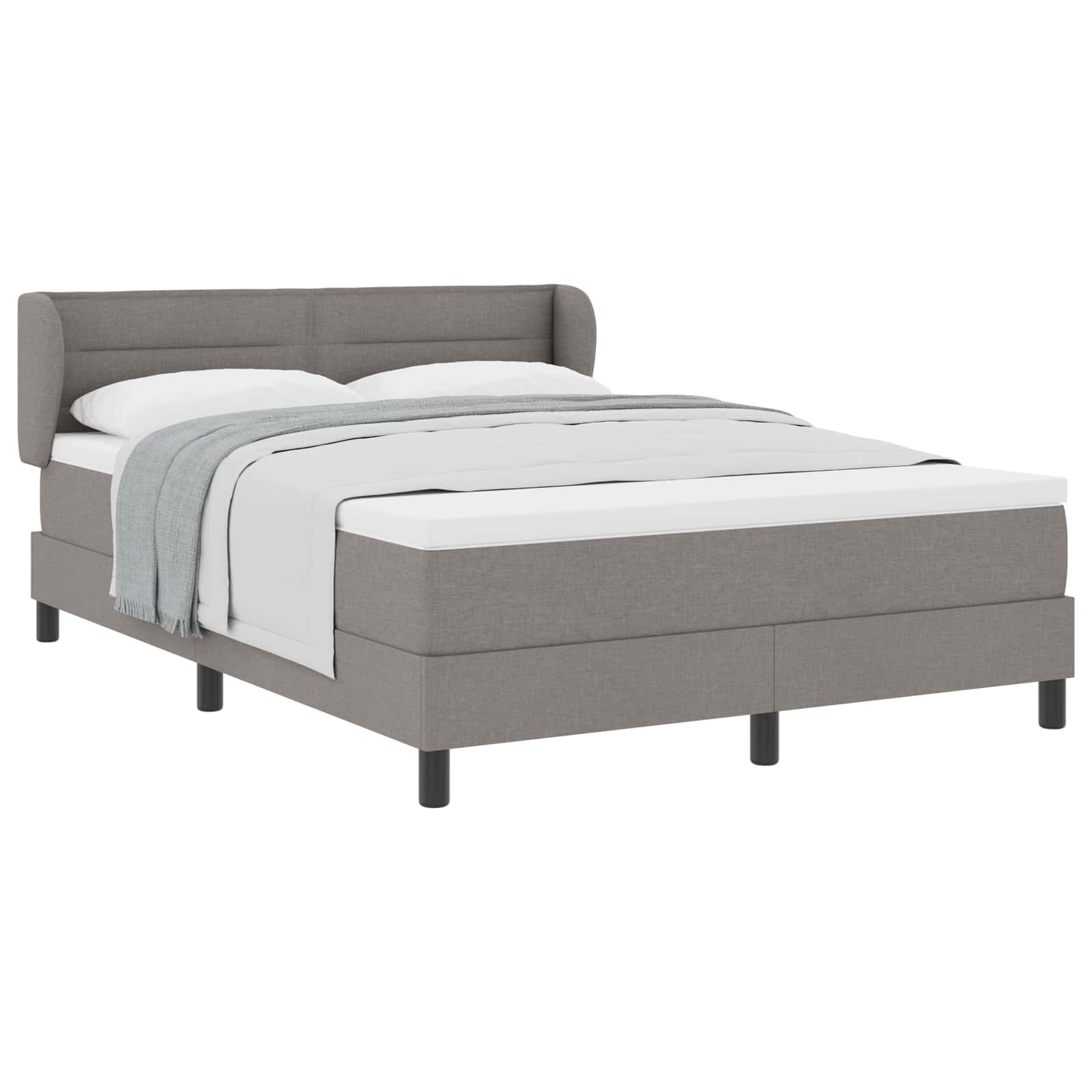Bäddfjäder med madrass med huvudgavel Taupe 140 x 190 cm tyg