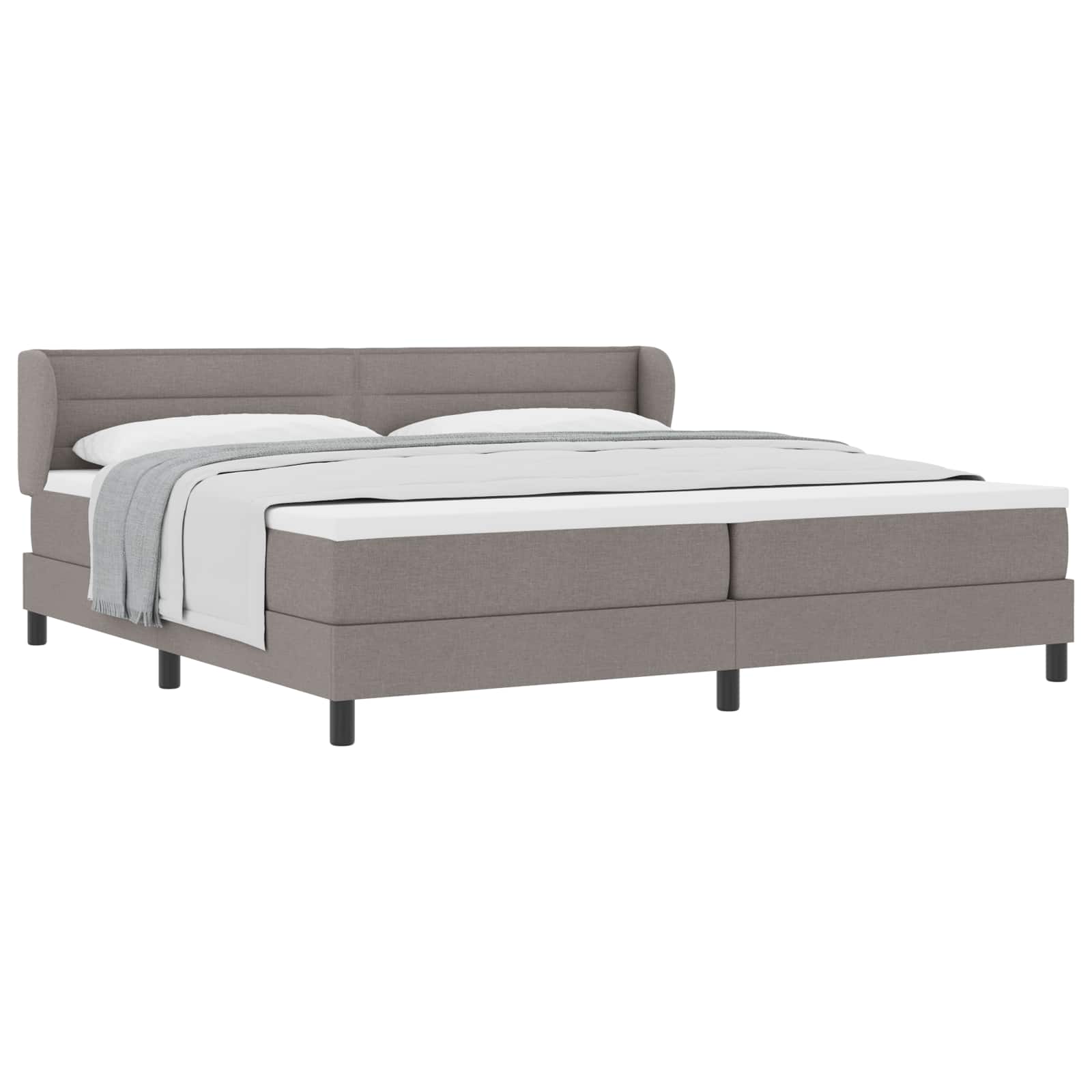 Bäddfjäder med madrass med huvudgavel Taupe 200 x 200 cm tyg