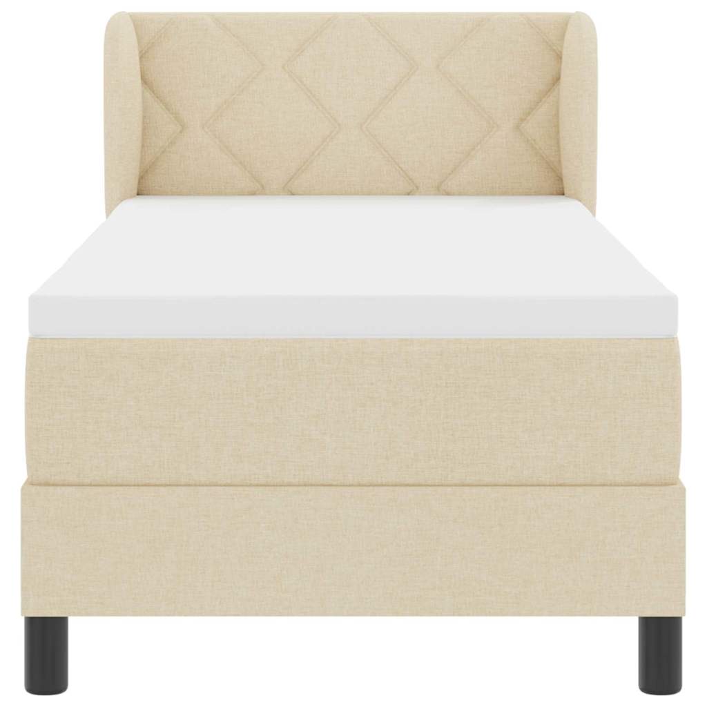 Bäddfjäder med madrass med huvudgavel Kräm 80 x 200 cm tyg