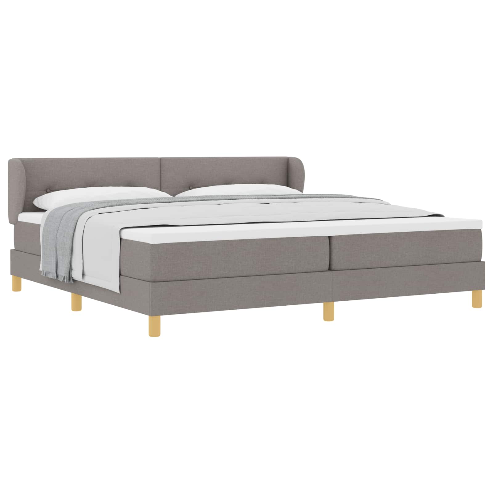 Bäddfjäder med huvudgavel Taupe 200 x 200 cm tyg