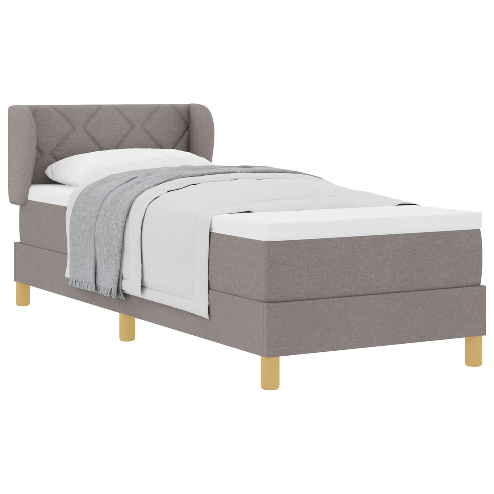 Bäddfjäder med huvudgavel Taupe 80 x 200 cm tyg