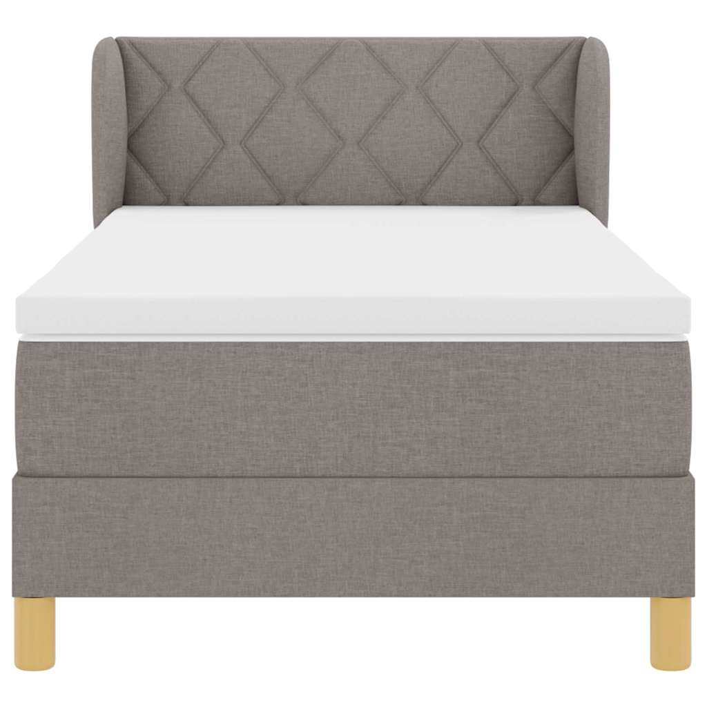 Bäddfjäder med madrass med huvudgavel Taupe 90 x 200 cm tyg