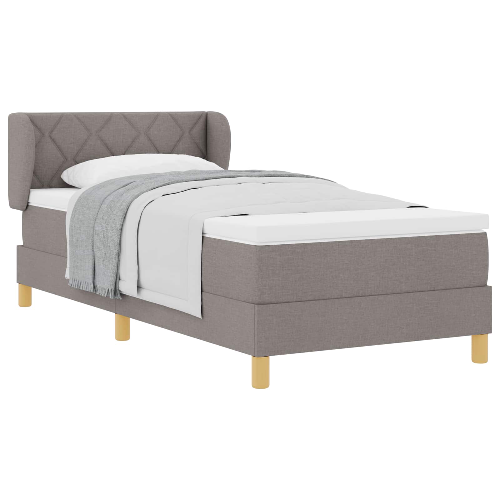 Bäddfjäder med huvudgavel Taupe 100 x 200 cm tyg