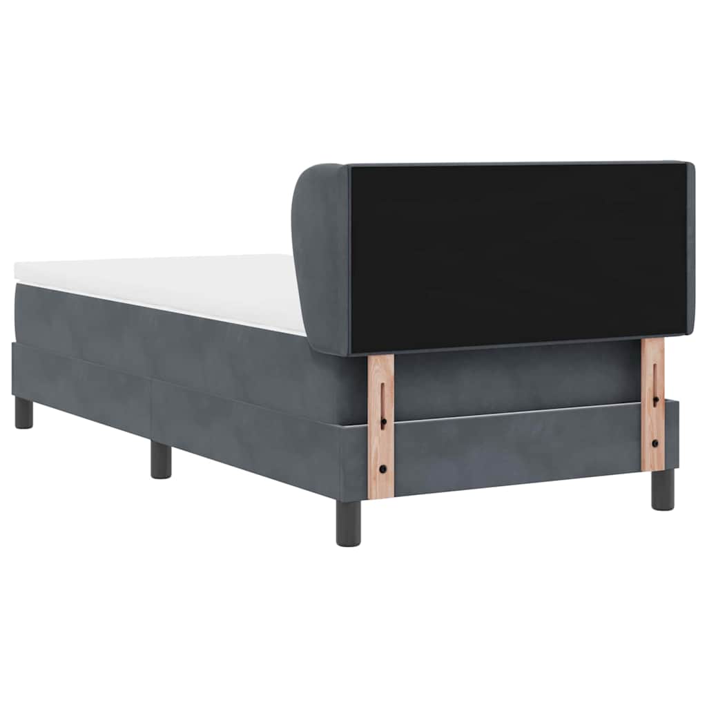 Box Spring Säng med Madrass Mörkgrå 80x200 cm Sammet Mörkgrå