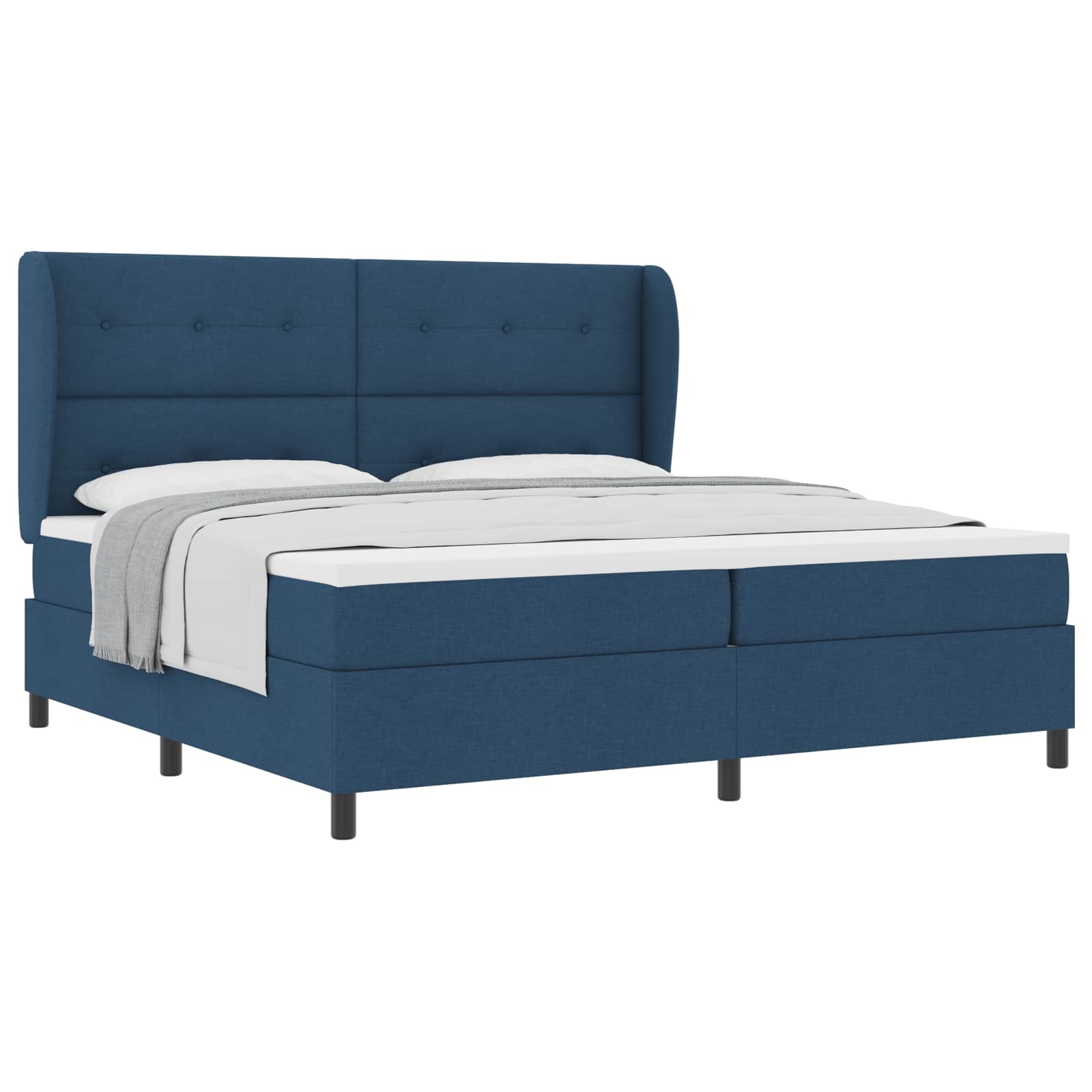 Bäddfjäder med huvudgavel Blå 200 x 200 cm tyg