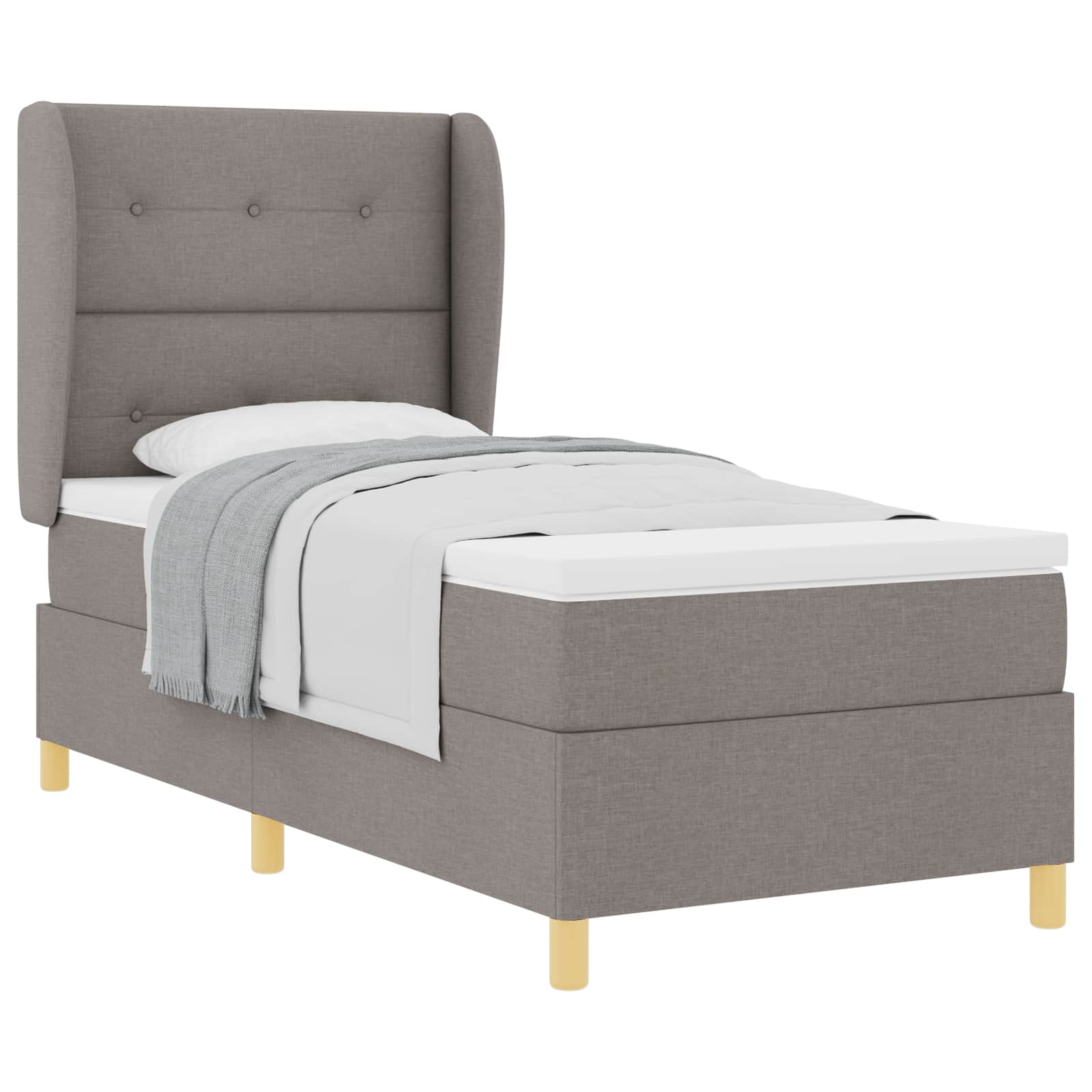 Bäddfjäder med huvudgavel Taupe 200 x 80 cm tyg