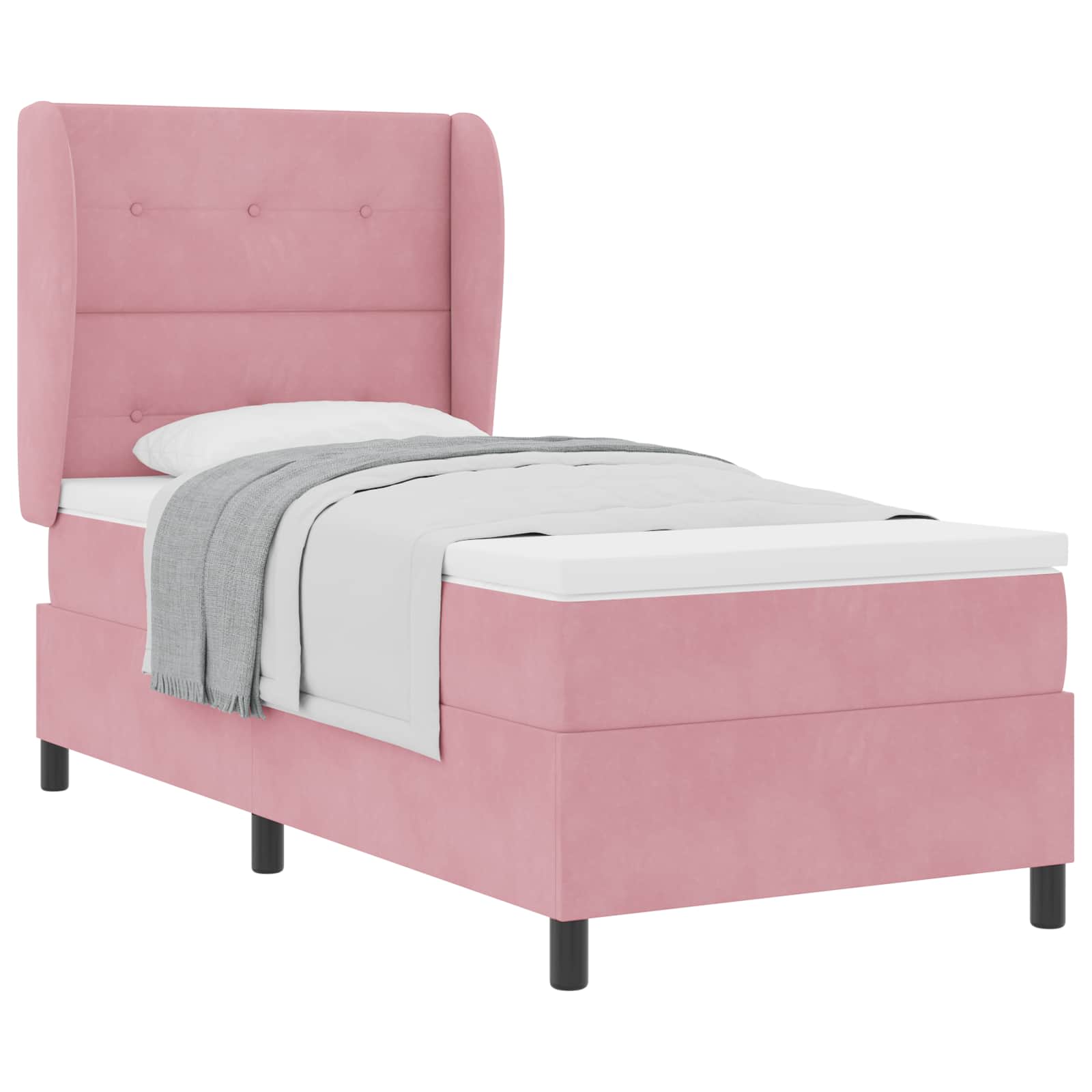 Bäddfjäder med huvudgavel Rosa 200 x 90 cm Sammet