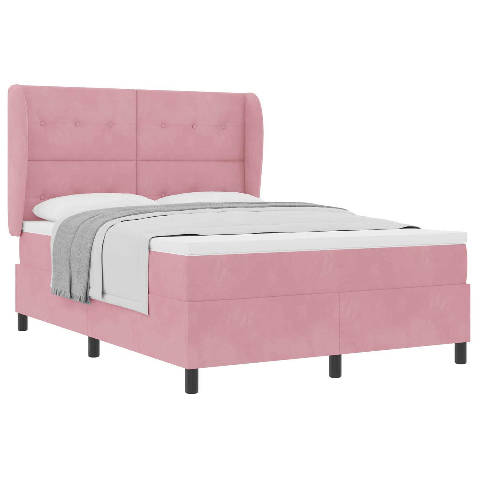 Bäddfjäder med huvudgavel Rosa 200 x 140 cm Sammet