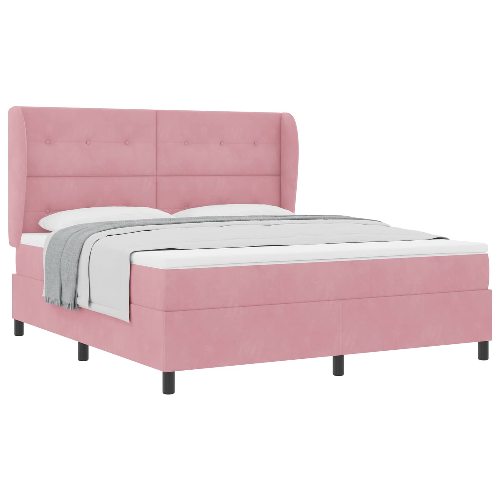 Bäddfjäder med huvudgavel Rosa 200 x 180 cm Sammet