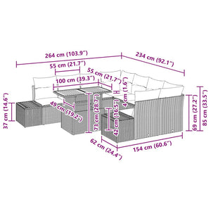 Trädgårdsmöbelset med kudde med kudde 9 pcs Grå och Brun