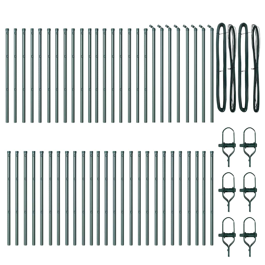 Stängselstolpe 52 pcs Grön 3,2 x 3,2 x 100 cm