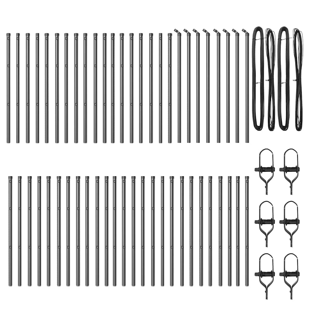 Stängselstolpe 52 pcs Grå 3,2 x 3,2 x 120 cm