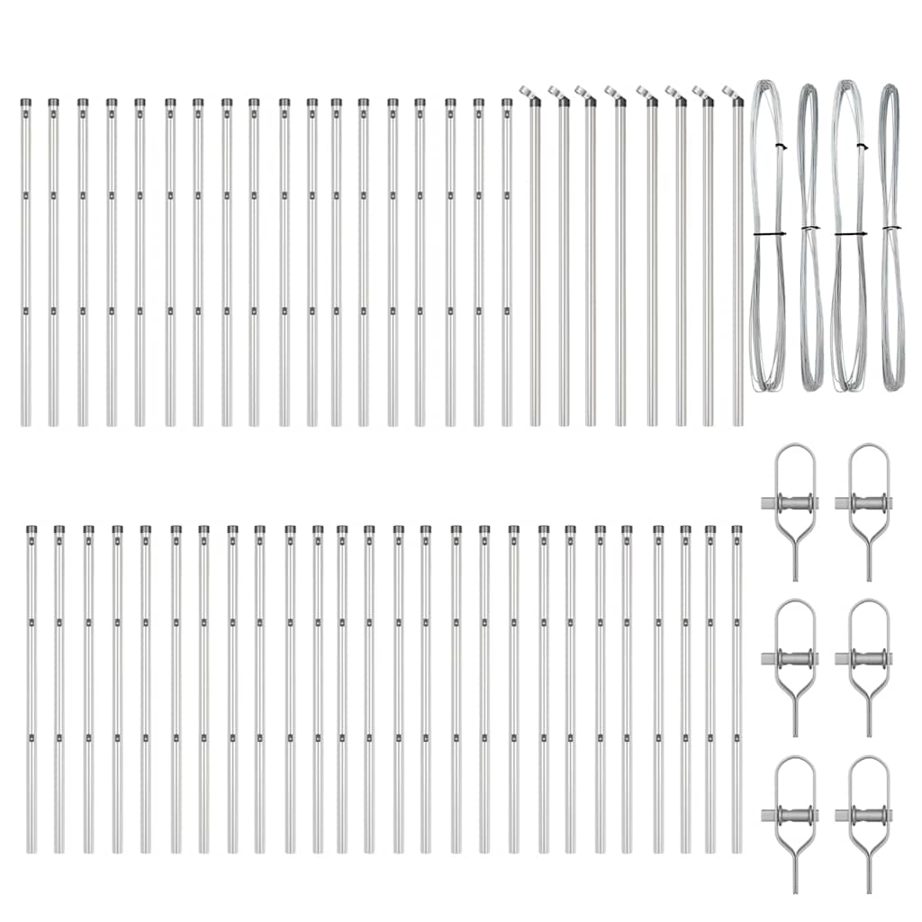 Stängselstolpe 52 pcs Grå 3,2 x 3,2 x 120 cm