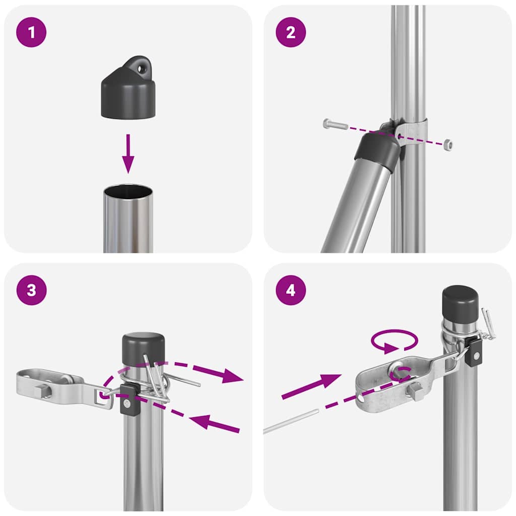 Stängselstolpe 26 pcs Grå 3,2 x 3,2 x 170 cm