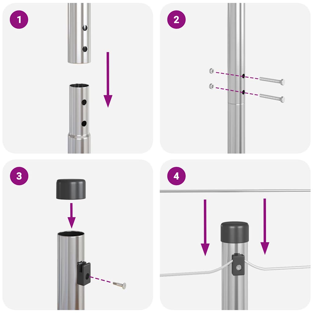 Stängselstolpe 52 pcs Grå 3,2 x 3,2 x 190 cm