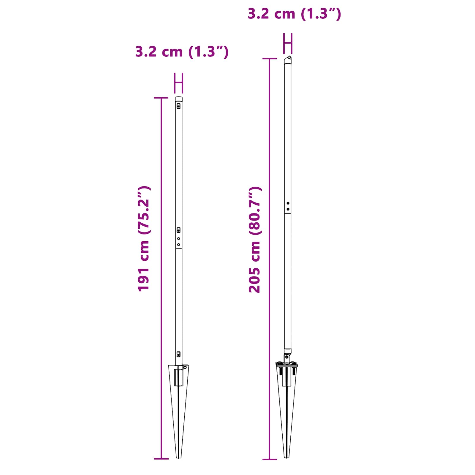 Stängselstolpe 26 pcs Grå 3,2 x 3,2 x 160 cm
