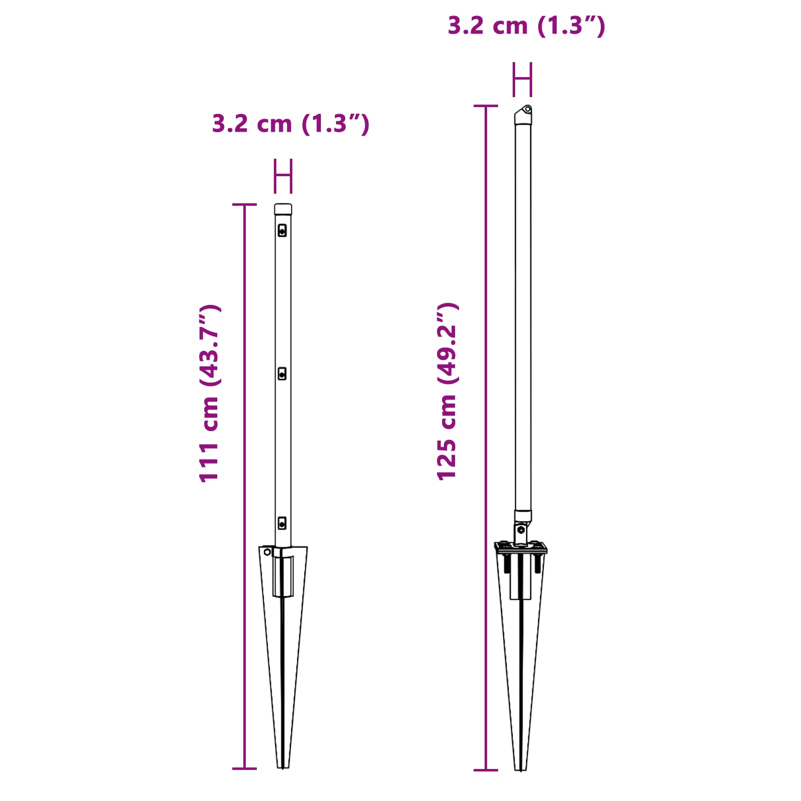 Stängselstolpe 26 pcs Grå 3,2 x 3,2 x 80 cm
