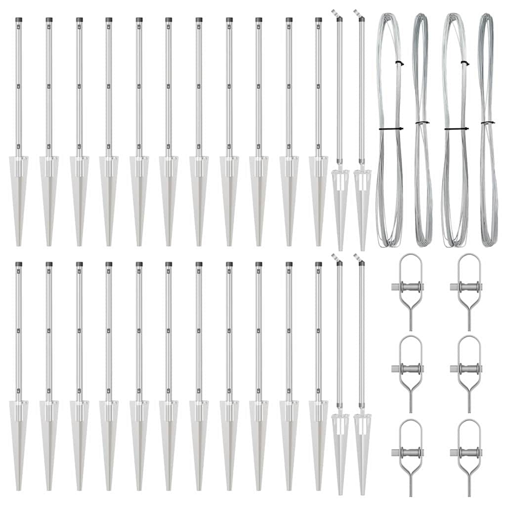 Stängselstolpe 26 pcs Grå 3,2 x 3,2 x 60 cm