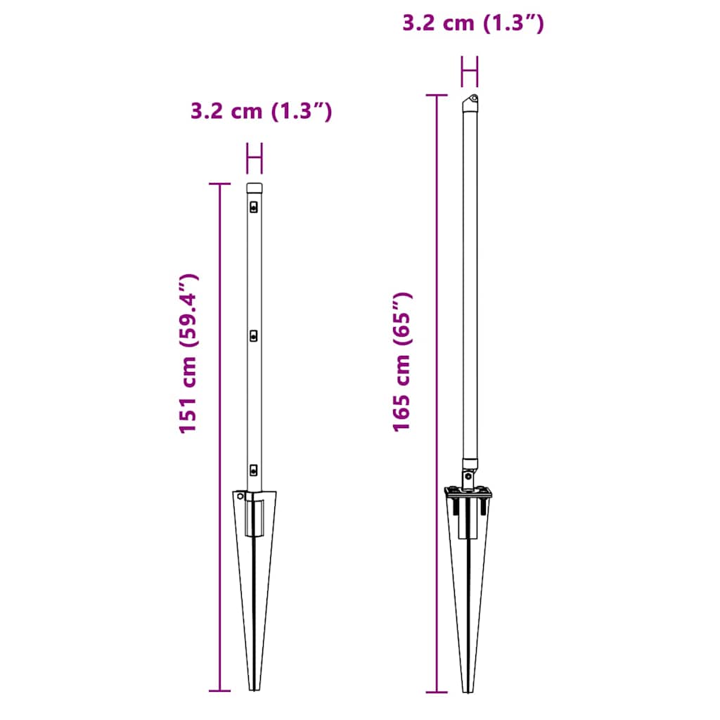 Stängselstolpe 52 pcs Grå 3,2 x 3,2 x 120 cm