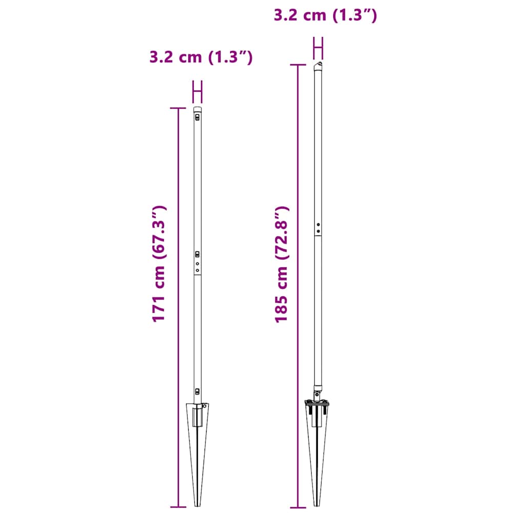 Stängselstolpe 26 pcs Grå 3,2 x 3,2 x 140 cm