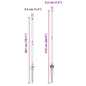 Stängselstolpe 52 pcs Grå 3,2 x 3,2 x 170 cm