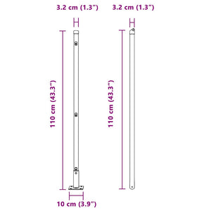 Stängselstolpe 26 pcs Grå 3,2 x 3,2 x 110 cm