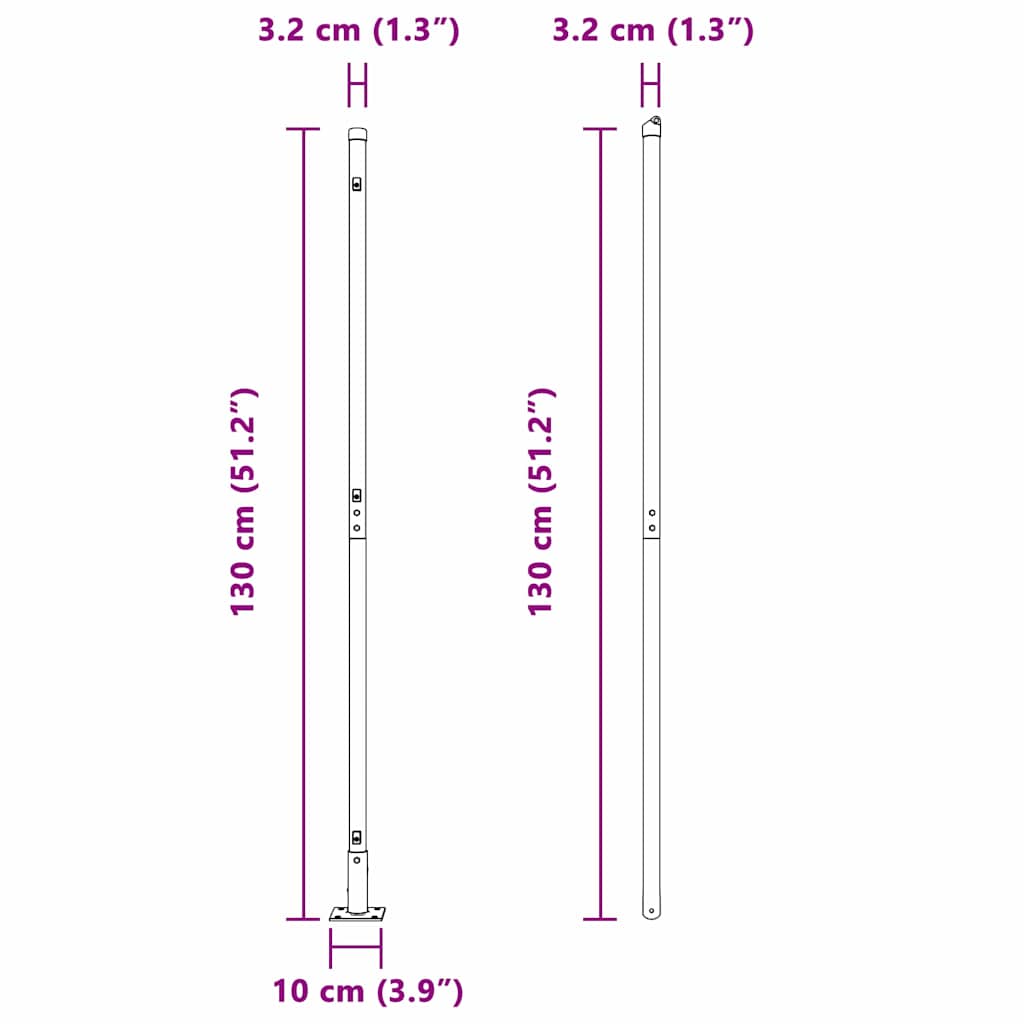 Stängselstolpe 52 pcs Grå 3,2 x 3,2 x 68,5 cm
