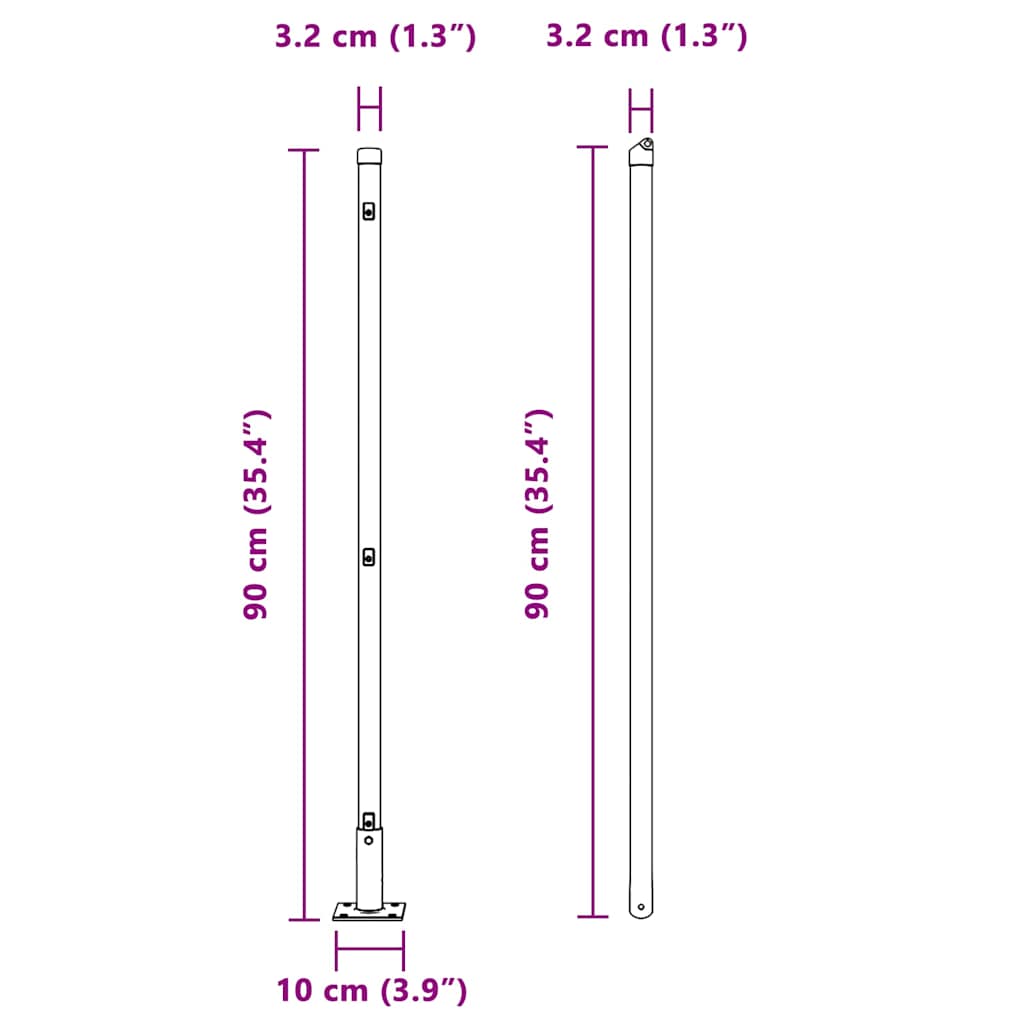 Stängselstolpe 52 pcs Grå 3,2 x 3,2 x 90 cm