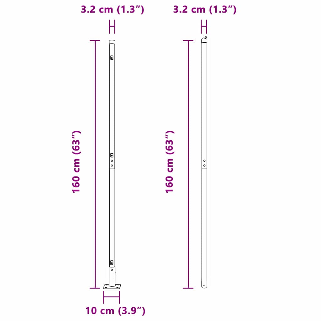 Stängselstolpe 52 pcs Grå 3,2 x 3,2 x 83,5 cm