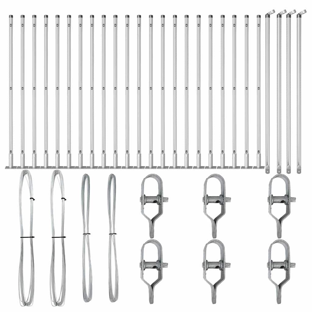 Stängselstolpe 26 pcs Grå 3,2 x 3,2 x 50 cm