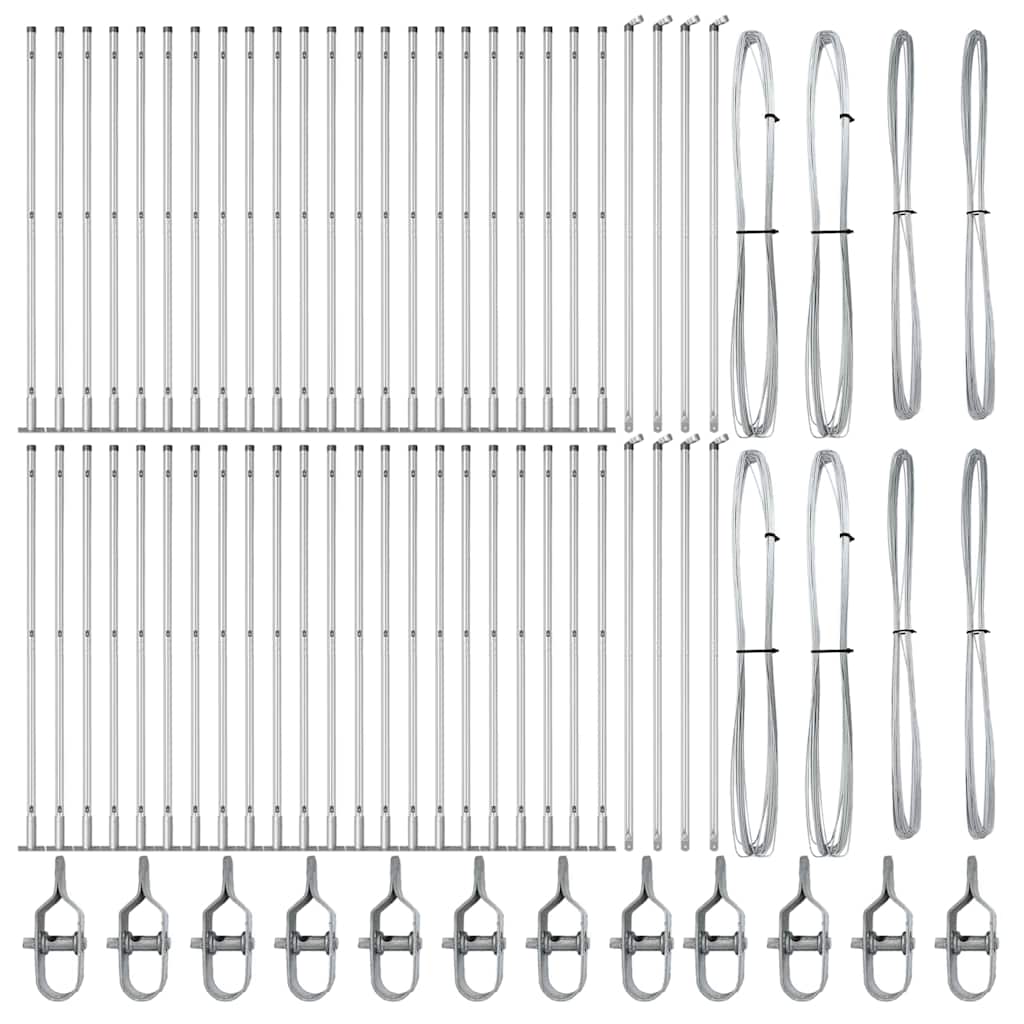 Stängselstolpe 52 pcs Grå 3,2 x 3,2 x 83,5 cm