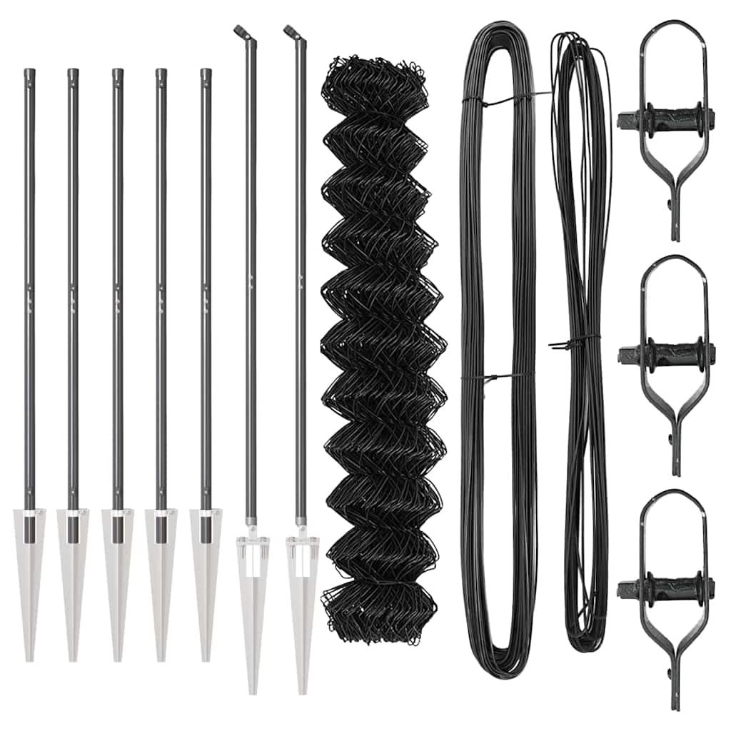 Stängselstolpe Grå 10 x 1,4 m (60 x 60 mm nät) Stål och PVC