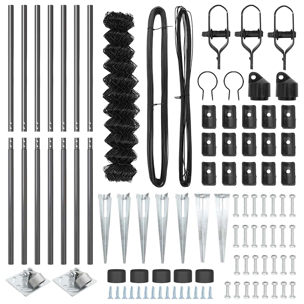 Stängselstolpe Grå 10 x 1,4 m (60 x 60 mm nät) Stål och PVC