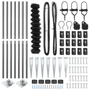 Stängselstolpe Grå 10 x 1,4 m (60 x 60 mm nät) Stål och PVC