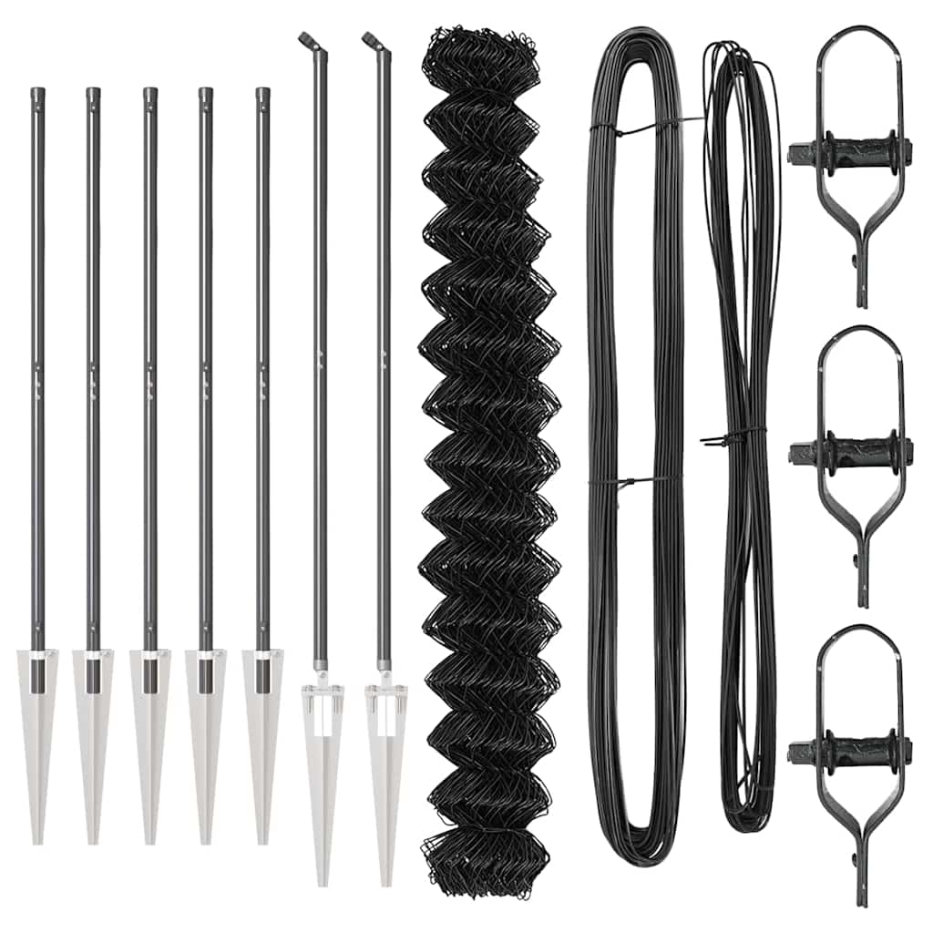 Stängselstolpe Grå 10 x 1,6 m (60 x 60 mm nät) Stål och PVC