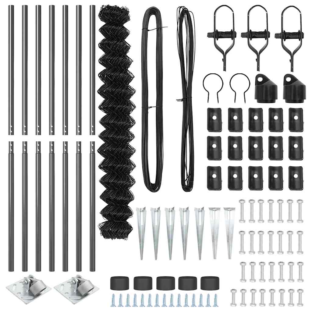 Stängselstolpe Grå 10 x 1,6 m (60 x 60 mm nät) Stål och PVC