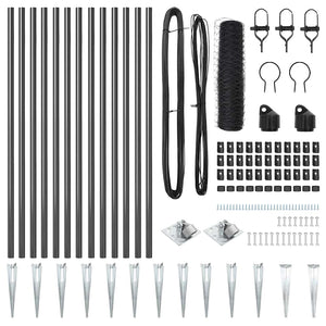 Stängselstolpe Grå 25 x 1 m (40 x 40 mm mesht) Stål och PVC