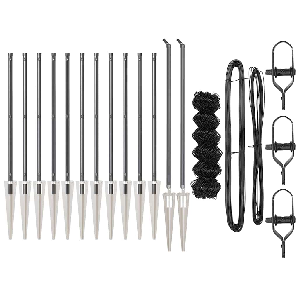 Stängselstolpe Grå 25 x 0,4 m (60 x 60 mm nät) Stål och PVC